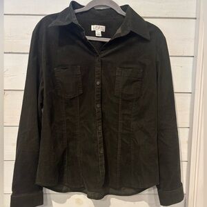 LOFT Dark Olive Soft Corduroy Shirts
Button-Up Blouse. Size 14